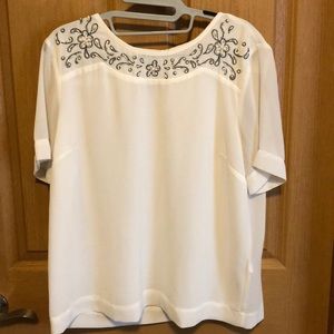 Beaded detail short sleeve dress shirt